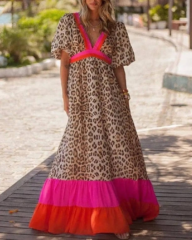 Shop Our New Tiger Print Design Indian Handmade Maxi Dress