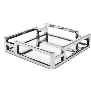 Zahid Exports Luxury Aluminum <b>Square</b> Decorative Tray Multi-functional Modern Design Christmas Theme Premium Dining Experience - Product Image 1