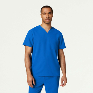 <b>Scrubs</b> Uniform Spandex Woven Fabric Custom Logo Seamless Fusing Short Sleeved Medical Hospital <b>Scrub</b> <b>Sets</b> Men High Quality - Product Image 4