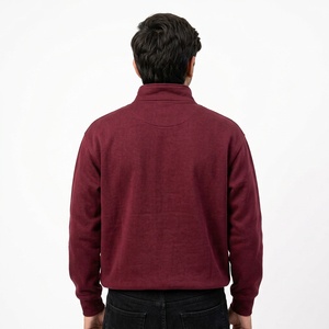 Custom Men Quarter Zipper Sweatshirt <b>Warm</b> <b>Fleece</b> Drop Shoulder Loose Fit High Collar Urban Casual Pullover - Product Image 3
