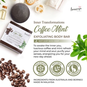 Bmama Savon Exfoliant Corps au Café et Menthe Naturelle, Gommage Corporel au Café et Menthe Poivrée, Savon de Bain OEM ODM Marque Privée 100g - Product Image 2