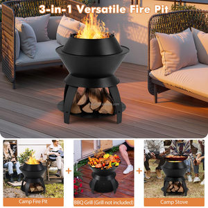 Brasero para Exteriores, Brasero Metálico con Soporte para Ollas y Estante de Almacenamiento, Enriquecido con Oxígeno, Brasero 3 en 1 para Leña, para Patio, Barbacoa - Product Image 3