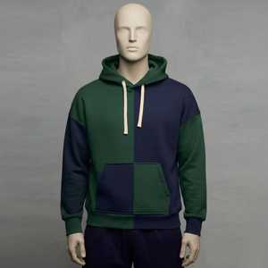 Sweat à capuche pour homme, couleur vert marine, blocs de couleurs, mélange de coton de qualité supérieure, intérieur brossé doux, sweat à capuche décontracté élégant avec poche avant - Product Image 3