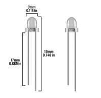 Lot de 100 à 200 diodes électroluminescentes transparentes de 3 mm - Blanc, Rouge, Orange, Jaune, Vert, Bleu, Violet, Rose, en 10 couleurs