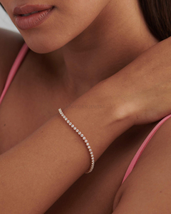 Bracelet en diamant cultivé en laboratoire rond, certifié IGI, or blanc, or jaune, or rose 10K 14K 18K, cadeau de luxe pour mariage - Product Image 3
