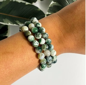 Natural Tree Agate <b>Bracelet</b> White Green Tree Agate <b>Beaded</b> <b>Bracelet</b> For Healing Reiki Energy Jewelry Wholesale 8mm - Product Image 3
