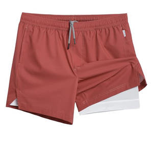 Shorts de sport pour hommes, personnalisables, en coton uni, taille élastique, avec grandes poches, pour l'été, la plage et les loisirs - Product Image 1
