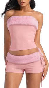 Conjunto de Pantalones Holgados y Top Corto sin Tirantes para Mujer, Estilo Casual, Transpirable, de Poliéster y Algodón, para Verano, Marca Privada OEM - Product Image 4