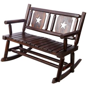 Sedia a dondolo doppia in carbonio per esterni, panca a dondolo in legno con seduta curva larga per 2 persone, per portico, giardino o patio - Product Image 4