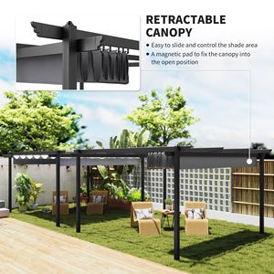 Pergola Retrattile in Alluminio 13FT X 13FT, Pergola Moderna da Esterno per Giardino, Patio, Cortile, Colore Grigio Metallico Resistente - Product Image 4