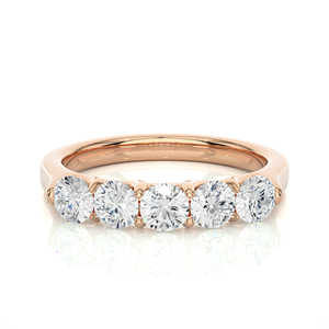 Anillo de diamantes de 18 quilates con 5 piedras de diamante de corte redondo creadas en laboratorio para boda y compromiso, en venta, exportado desde India. - Product Image 5