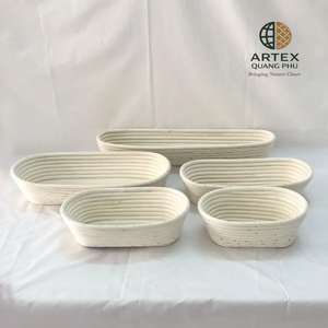 Cesta de fermentación de pan de ratán hecha a mano en Vietnam, juego de banneton ovalado, ecológico, antiadherente, ARTEX QUANG PHU - Product Image 1