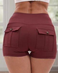 High Waist Drawstring Shorts Elastic Waistband Solid Color Casual Women's Athletic Short Pants - Product Image 3