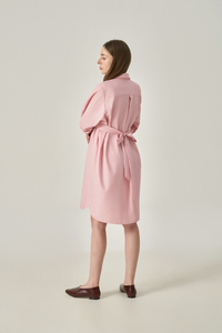 Vestido Camisero Tejido de Verano para Mujer, Cuello Camisero con Botones, Transpirable, Corte Holgado, Estilo Minimalista - Product Image 3