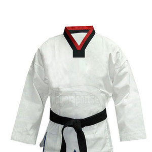Unisex Taekwondo Uniform White Top Blue Pants <b>Black</b> <b>Belt</b> 100 Cotton Breathable Regular Fit Adult Martial Arts Wear - Product Image 5
