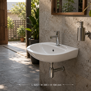 Lavabo de Pared de Cerámica Moderno Oasis, Fácil de Limpiar, 5 Años de Garantía, para Escuelas, Gimnasios, Baños, Villas, Hoteles, Hospitales - Product Image 5