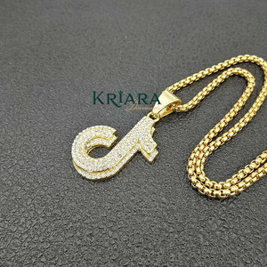Colgante con Logotipo de Tik Tok con Diamantes Cultivados en Laboratorio, Chapado en Oro, Joyería Hip Hop - Product Image 2
