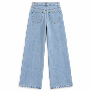 Jean taille haute pour femme, coupe large, en denim bleu clair, longueur intégrale, décontracté, style printemps - Product Image 2
