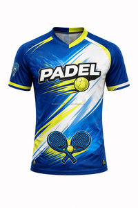 เสื้อแพเดลผู้หญิงแบบสั่งทำพิเศษ ผ้าแห้งเร็ว ระบายอากาศได้ดี แขนสั้น พิมพ์ลายดิจิตอล โลโก้ด้านหน้า โพลีเอสเตอร์ 100% น้ำหนัก 160 กรัม - Product Image 3