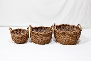 Juego de Cestas de Almacenamiento Rústicas Tejidas de Mimbre Marrón, Organizador Circular con Asas para Ropa - Product Image 2