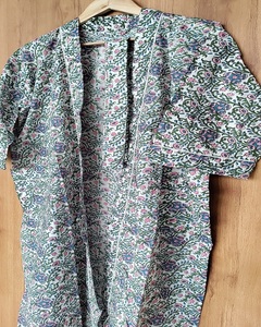 Robe kimono d'été pour femmes en coton à imprimé floral fait main, respirante, à manches longues, vêtements de nuit pour femmes, à porter toute l'année - Product Image 3