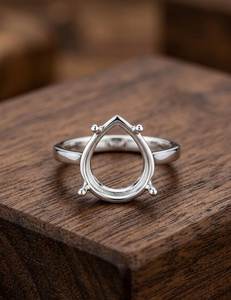 Base de Anillo de Plata de Ley 925 con Engaste de Pera de 7x9mm, Semimontura con Garras, Anillo en Blanco para DIY, Base para Anillo de Compromiso o Boda con Gema - Product Image 3
