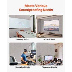 Set di 5 Pannelli Acustici Autoadesivi 47,2 X 23,6 X 0,4 Pollici in Fibra di Poliestere, Pannelli Fonoassorbenti per Pareti - Product Image 5