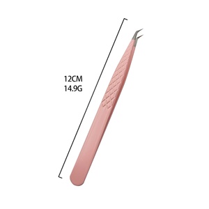 Ensemble de pinces de précision professionnelles en acier inoxydable rose, durables, antistatiques, avec poignée antidérapante pour extensions de cils, beauté fine - Product Image 3