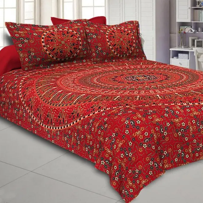 Mandala Tapestry Bộ Đồ Giường Bohemian Ấn Độ Ném Trải Giường Được Trang Bị 100% Cotton Ga Trải Giường Với Gối