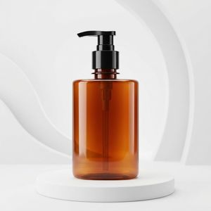 Lotion <b>Pump</b> Bottle Rectangular PET 250ml Amber Plastic Bottle with <b>Black</b> <b>Pump</b> for Skincare Packaging Vietnam Manufacturer - Product Image 1