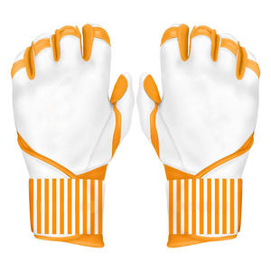 White Orange Genuine Leather Waterproof Full Finger Gym Fitness Training <b>Gloves</b> Striped Wristbands for Professional <b>Baseball</b> - Product Image 1