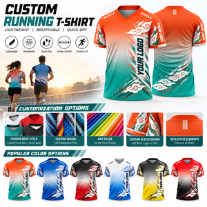 เสื้อวิ่งน้ำหนักเบาแบบกำหนดเอง แห้งเร็ว ระบายอากาศได้ดี พิมพ์ลายแบบซับลิเมชั่น เสื้อกีฬาสำหรับทีมมาราธอน รับผลิตแบบ OEM แบรนด์ส่วนตัว - Product Image 4