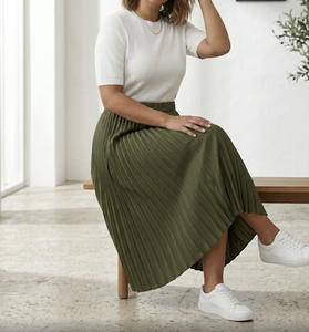 Falda plisada de cintura natural, fabricante de ropa de Vietnam, OEM ODM, falda tejida para mujer, ropa femenina, etiqueta personalizada, venta al por mayor - Product Image 2