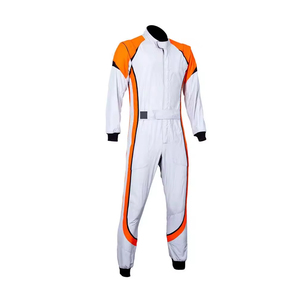 Traje de Karting Power World Blanco y Naranja, Overol Profesional de Carreras, Fabricación Personalizada, Proveedor de Trajes de Kart Resistentes de Alta Calidad - Product Image 1