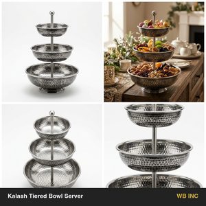 Handmade SS304 Antique Steel Buffet <b>Riser</b> 30 cm Kalash Tiered Bowl Server for Home Decor Hotel Wedding-Food Safe Material - Product Image 6