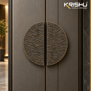 CRACKLE DOUBLE <b>DOOR</b> HANDLE HALF MOON CABINET PULL FURNITURE KNOB MODERN BRONZE FINISH DURABLE EASY INSTALLATION <b>WARDROBE</b> KRISHU - Product Image 3
