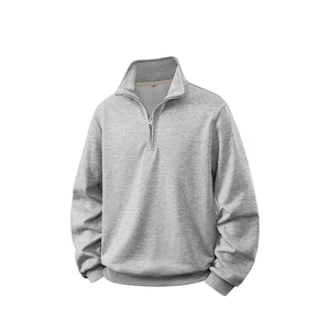 Premium Cotton Half Zip Sweatshirt <b>Men</b> Oversized <b>Pullover</b> Winter Streetwear USA Fashion Supplier - Product Image 1
