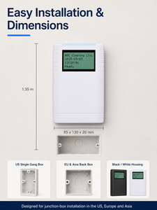 Lecteur de cartes intelligentes sans contact LCD étanche IP65 125 kHz 13,56 MHz Protocole Wiegand Matériau PC blanc - Product Image 2