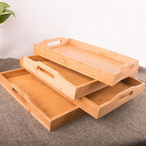 Bandeja de Servir de Bambú, Plato de Servir de Madera Hecho a Mano, Bandeja Decorativa para Alimentos para el Hogar, Hotel, Restaurante - Product Image 1