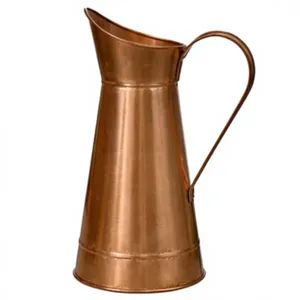 Copper Pitcher With Handle Vintage Style Large Capacity Drinkware For Dining Use Handcrafted Ayurvedic Health Jug Eco Friendly - Product Image 2