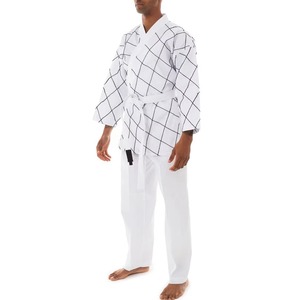 Uniforme de Karate Blanco para Hombre, 100% Algodón, Patrón de Cuadros Impresos, Duradero, Corte Regular, Ropa de Artes Marciales, Talla Adulto - Product Image 1