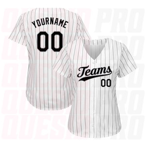 Camiseta de Béisbol Auténtica Personalizada con Rayas Blancas y Negras, Impresión por Sublimación, Logotipo Personalizado, Personalización de Color - Product Image 2