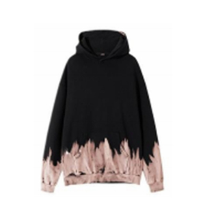 <b>Men's</b> Oversized Hooded <b>Tie</b>-Dye French Terry Sweatshirt Regular Fit Pocket Autumn Casual Knitted <b>Black</b> Gray - Product Image 2
