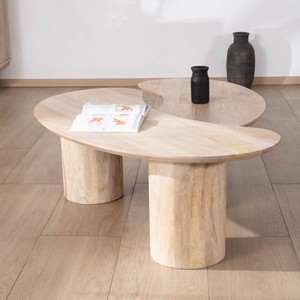 Mesas de centro de madera de mango con forma de frijol Vandana Golden Harmony, estilo Jappy - Product Image 5