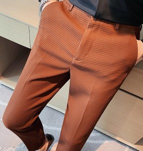 Men's Slim Fit Skinny 2024 Korean Suit Pants 100% Cotton Casual High Waist Lightweight Wholesale <b>Work</b> <b>Cargo</b> Formal Pants - Product Image 2