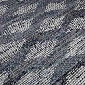 Alfombra de Lana Tejida a Mano en Gris y Marfil con Patrón Abstracto |   Alfombra de Lana Natural de Pelo Corto, Hecha a Mano, Ecológica y Moderna - Product Image 6