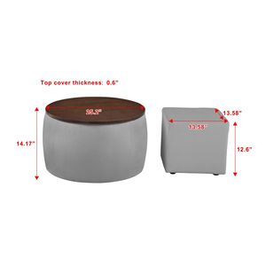 2-in-1 Round Ottoman Set <b>with</b> Storage Square Foot Rest Coffee <b>Table</b> for Living Room Bedroom Stylish <b>Stools</b> & Ottomans - Product Image 5