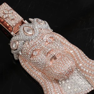 Colgante de Plata S925 Chapado en Oro Rosa con Diamantes Finos Clásicos, Colgante Personalizado con Diamantes Certificados IGI para Hombre - Product Image 4