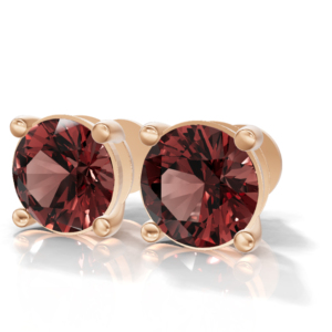 Heerani Jewels Natural Round Garnet 925 <b>Sterling</b> <b>Silver</b> Classic <b>Stud</b> Vermeil Rose Gold Unisex <b>Earrings</b> - Product Image 1
