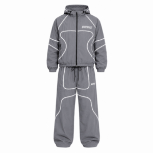 Conjunto deportivo de dos piezas de nailon transpirable, estilo vintage, con chaqueta y pantalones con cordón y cremallera para hombre. - Product Image 6